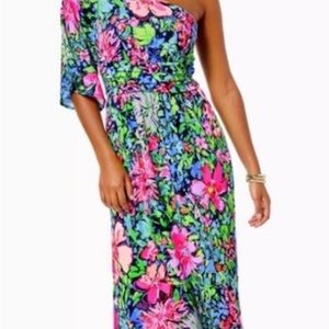 LILLI PULITZER Niki Floral One-Shoulder Maxi Dress XL